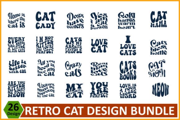 Retro Cat SVG Design Bundle: Graphics & T-Shirt Designs