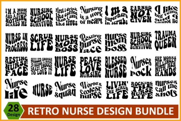 Retro Nurse SVG Design Bundle for T-Shirt Graphics
