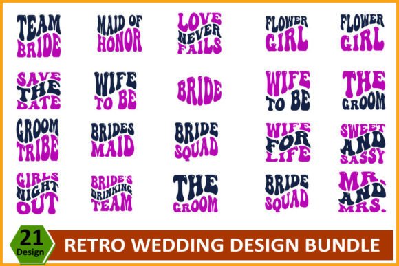 Retro Wedding SVG Design Bundle Graphics & T-Shirt Designs